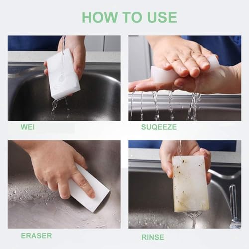 Image of Magic Eraser Sponge Pack of 2 | Premium Melamine Cleaning Sponge | No Scratch Multi Surface Cleaner | Removes Tough Stains with Just Water | for Walls, Kitchen, Bathroom, Shoes & Switch Boards