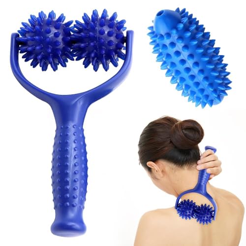 Riisoyu Massageroller Mit Griff, Massagebälle Massage Roller mit 3 Igelball Massageball Massagegerät Fascia Ball Auswechselbare Massagerollen für Beine RüCken Arme Schultern Muskelschmerzen, Blau Riisoyu Massageroller Mit Griff, Massagebälle Massage Roller mit 3 Igelball Massageball Massagegerät Fascia Ball Auswechselbare Massagerollen für Beine RüCken Arme Schultern Muskelschmerzen, Blau