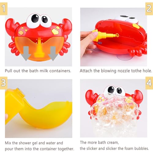 Image of Happy Hues Musical Bubble Crab Bath Toy for Toddlers - Automatic Bubble Maker Machine with Strong Suction Cups, Fun Bathtub Wall Toy for Kids & Infants 18M+ (Red)