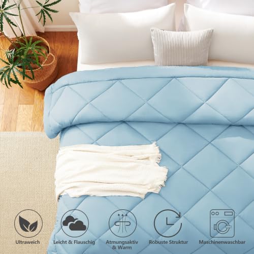 CozyLux Bettdecke 240x260 cm Hellblau für 4 Jahreszeiten – Ansicht 4
