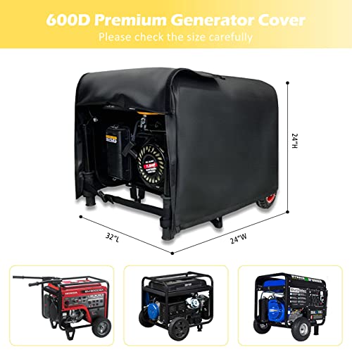 Waterproof Generator Cover 32 Inch - Heavy Duty 600D Polyester Generator Covers For Universal Portable Generators 5000-10000 Watt, Weather/Uv Protection Ourdoor Generator Cover（32×24×24 In） #TOP1