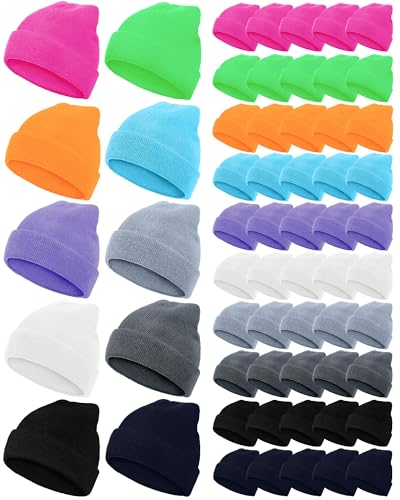Jecery 50 Pack Winter Beanies Hats Bulk for Homeless Unisex