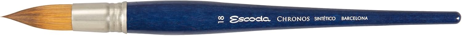 Escoda Chronos Series 1351 Artist Watercolor & Acrylic Paint Brush, Synthetic Toray Fiber & Red Sable Blend, Pointed Round, Size 10
