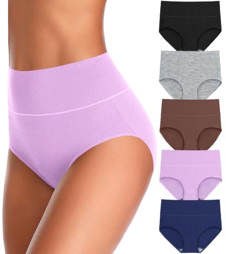 Image of UMMISS Womens Underwear Cotton High Waisted Tummy Control Panties Plus Size Full Coverage Ladies Briefs
