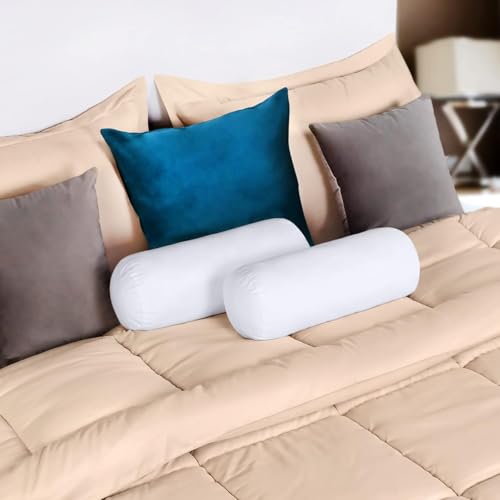 Miniatura 5 de Utopia Bedding Almohada Cilíndrica 15 X 40 Cm 2 Unidades , Fibra Virgen Siliconada, Cojin Cilindrico Blanco