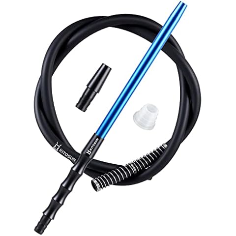 Kitosun D-Hose Hookah Hose Set – Premium Shisha Accessories 1.1ft Long Detachable Aluminum Mouthpiece Handle | 5ft Silicone Pipe | Hookah Adapter | Anti-Kinking Spring | Silicon Grommet (Royal Blue) Cover