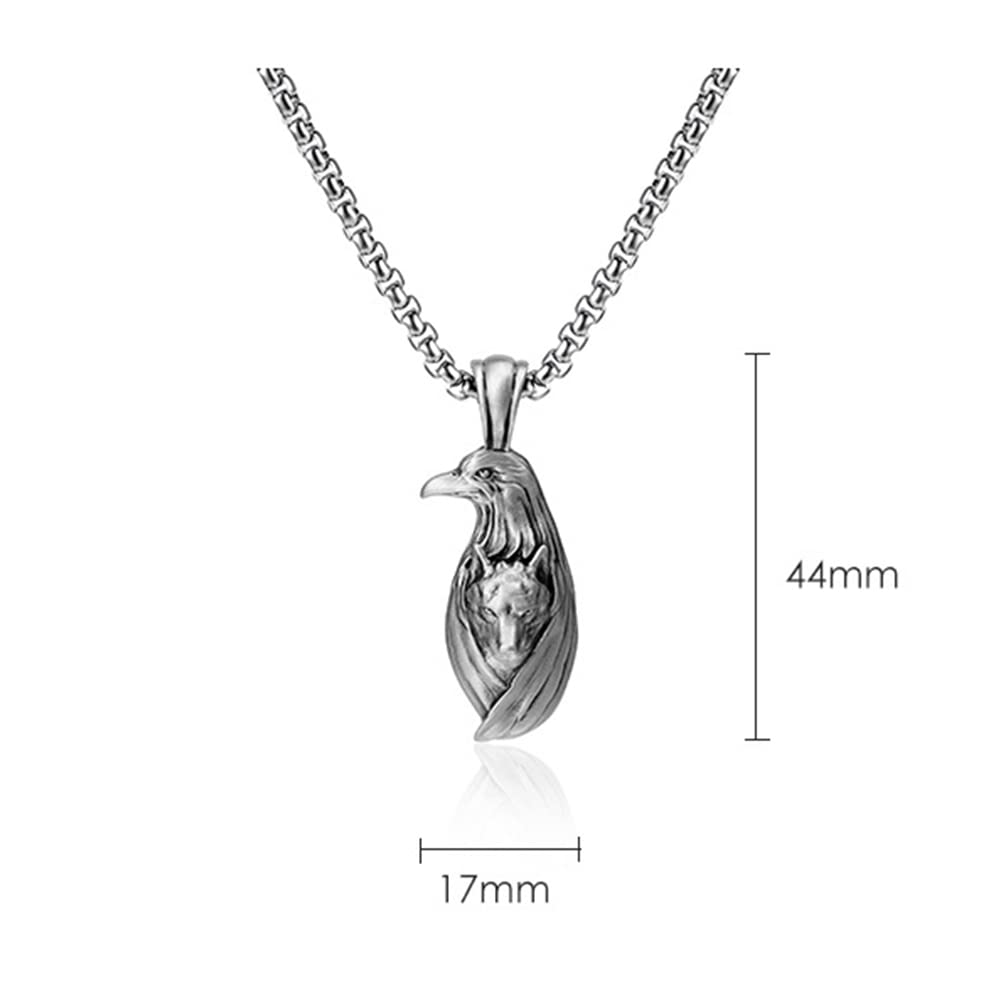Collana Con Ciondolo Aquila, Collana Con Amuleto Totem Lupo Celtico Vintage Aquila Vichinga, Regalo Gioielli Lupo Animale Punk Da Ragazzo Da Uomo
