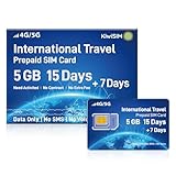International Travel SIM Card – 5GB Data for 15+7 Days – 5G丨4G LTE Data SIM Card Coverage in USA, Europe & 100+ Countries – Prepaid for 51 Countries – Compatible with Unlocked Devices