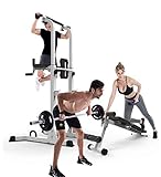 Phil Beauty Langhantelbank Hantelbank Mit Lang- Und Kurzhantelstange, Beincurl, Armcurl Verstellbare Schrägbank Multifunktion Bankdrücken Kraftstation Verstellbar