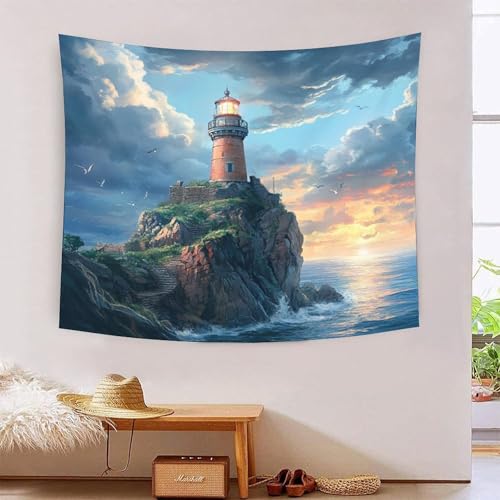 Tapisserie murale tour de guet 3D en polyester doux pour déco salon