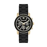 Michael Kors Runway Chronograph Gold-Tone Stainless Steel and Black Silicone Women's Watch (Model: MK7385)