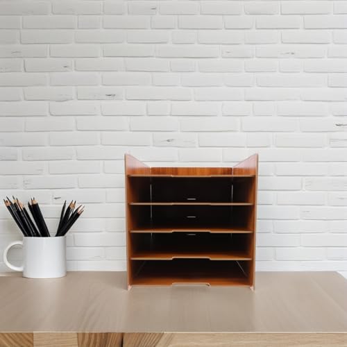 Organiseur de documents robuste multi-couches en bois pour ranger le bureau