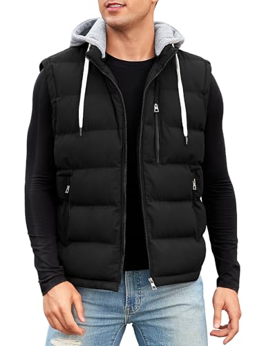 CMTOP Weste Herren mit Kapuze Wasserabweisend Steppweste Warme Herren-Westen, Leicht Ärmellose Jacke Winddichte Winterweste Reißverschluss Bodywarmer Vest Gilet mit Taschen(Schwarz,L) CMTOP Weste Herren mit Kapuze Wasserabweisend Steppweste Warme Herren-Westen, Leicht Ärmellose Jacke Winddichte Winterweste Reißverschluss Bodywarmer Vest Gilet mit Taschen(Schwarz,L)