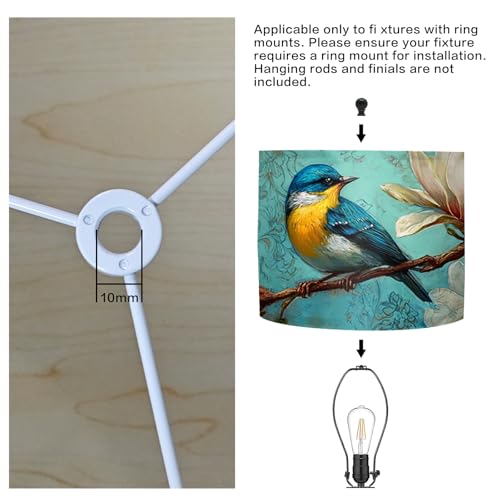Image of Nuxovilar Lamp Shades Set of 2, 13 inch Top x 13 inch Bottom x 10 inch High (Spider) | Floor lamp shades magnolia bird design living room office art studio light covers (Magnolia)