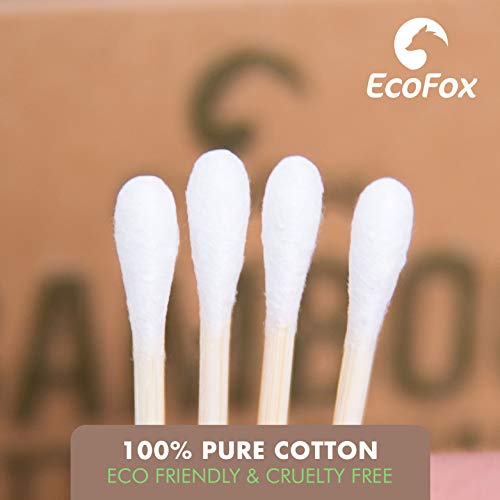 image for EcoFox Bamboo Cotton Swabs 200 Count | Biodegradable & Organic Wooden 
