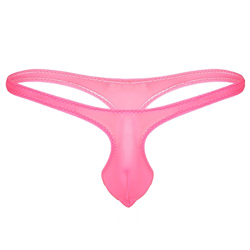 AGJGFM Men's Breathable Mini Pouch Underwear Guys Enlarge G-String T-Back Thongs Pink