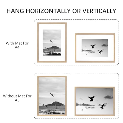 KAIWIN Picture Frame Grey A3 Set of 3-21x30 cm (A4) with Mat, Photo frame with acrylic glass for hanging for photos posters, puzzles - Image 2