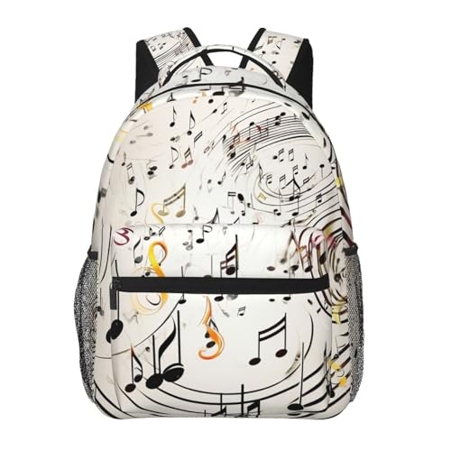 Sac à dos ordinateur avec notes de musique - Bagage de voyage léger et décontracté pour le travail