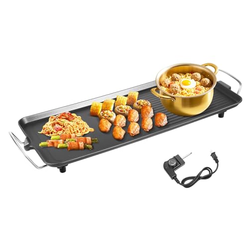 1500W Electric Griddle Nonstick Grill,27" Extra Large Cooking Plate for Pancake Barbecue, Smokeless Indoor Outdoor Table Top Gri