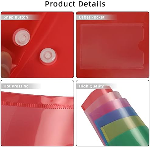 A5 Plastic Wallet 24 Pcs -File Folders Document Wallets Plastic Wallets with Popper