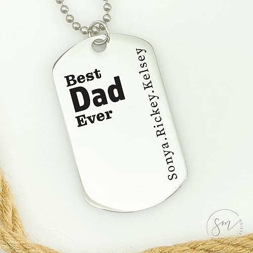 Best Dad Ever Personalized Dad Gift Dad Necklace Best Dad Ever Gift Men's Necklace Father's Day Gift Idea Personalized Kids Names Dad Birthday Gift Best-Dad-Mens-Neck #TOP5