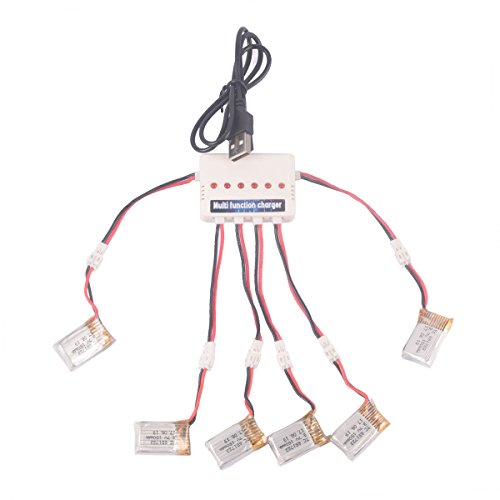 YouCute 6pcs 150mah official Battery and 1to6 Charger for Eachine E010 JJRC H36 NIHUI NH010 GoolRC T36 Rc Quadcopter Drone Spare Parts(6PCS 150mAh Batteries +Charger)