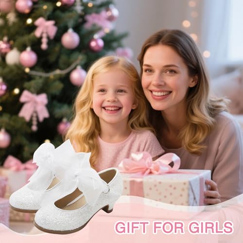 Image of THEE BRON Girls Low Heel Dress Shoes Mary Jane Party Wedding Flower Girl Pumps