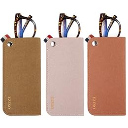 EZESO ESSENTIAL SKINCARE 3 Pack Soft Felt Glasses Case – Scratch-Resistant Sunglasses Pouch with Hanging Loop, Sunglass Storage Bag for Travel, Slim Glasses Case for Backpack & Purse