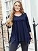 LARACE Plus Size Tops for Women Tunic Asymmetrical Dress Shirts 3/4 Sleeve V Neck Flowy Ladies Clothes for Leggings(Navy Blue 2X)