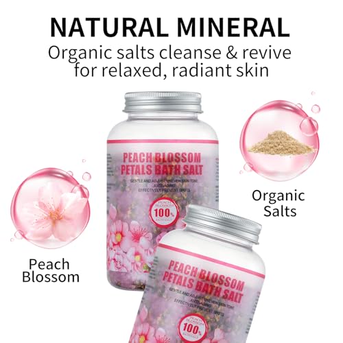 Bath Salts for Soaking Bathing,Spa Luxetique Epsom Salts Gifts Set for Women,Peach Blossom Bath Salts(17.6oz) - Image 4