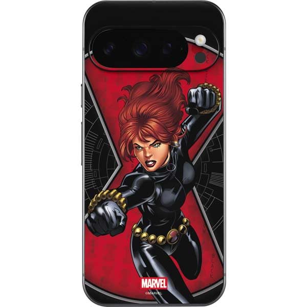 Skinit Decal Phone Skin Compatible with Google Pixel 9 Pro - Officially Licensed Marvel Black Widow Natasha Romanova Design