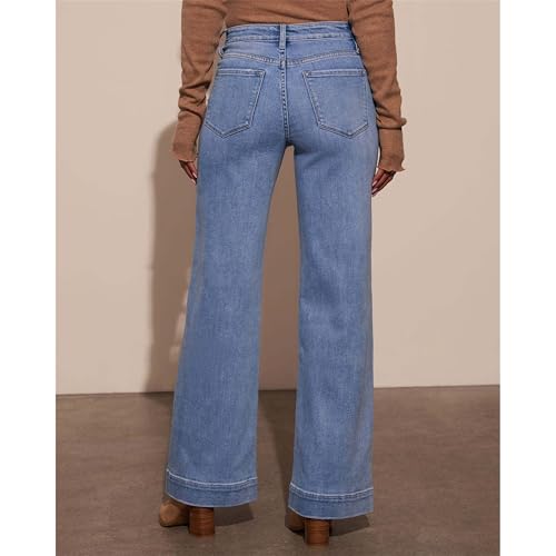 Women's High Waist Slim Jeans 2025 Spring Fashion Wide Leg Loose Casual Business Retro Basic Straight Pants Dark Blue2
