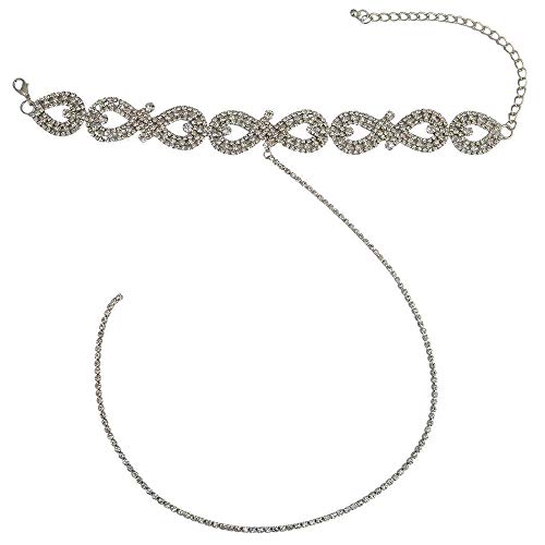 Xerling Rhinestone Choker Necklace Crystal Tassel Necklace Wedding Bridal Choker Fancy Iced Out Jewelry For Women And Girls (Silver) #TOP2