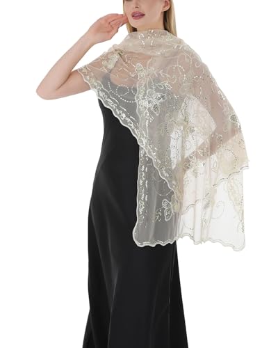 Shawls and Wraps for Evening Dresses Sparkly Butterfly Sequin Sheer Shawl Wraps for Women Wedding Gifts3