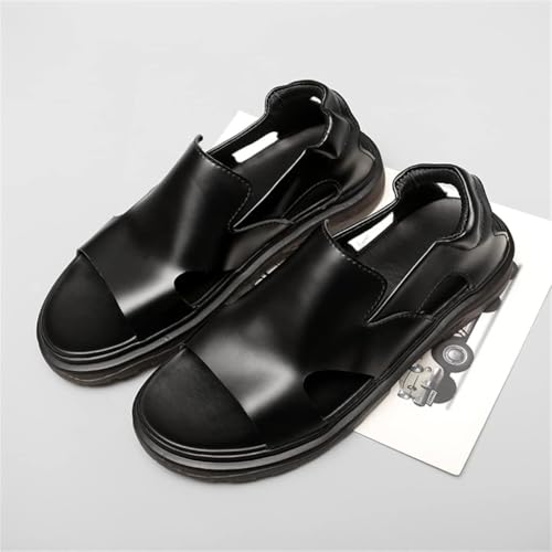 Men's Sandals Breathable Leather Shoes Casual Sandals Men Shoe Retro Leisure New Flats(38)2