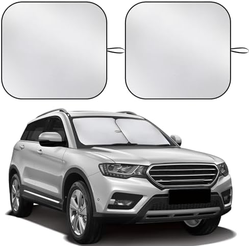 2-Piece Automotive Front Windshield Sunshade, Foldable Sunshade for Blocking The Sun’s Rays and Keeping The Interior of The Car Cool, for Most Cars, Medium