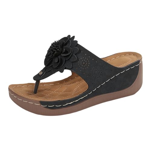 Image of Generisch 2026 Women's Summer Shoes Wedge Sandals Open Toe Comfortable Beach Shoes, black, 6 UK