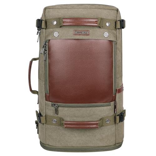 Travel Backpack for Men Women Carry on Luggage Backpack Canvas Rucksack Duffel bag with Shoe Compartment（A2021 Light Green）2