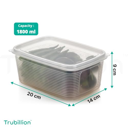 Image of PureChill Set of 6 Fridge Storage Containers 1800ml BPA Free Food Grade Plastic Stackable Transparent Boxes Freezer Safe for Vegetables Fruits Snacks Kitchen Made in India