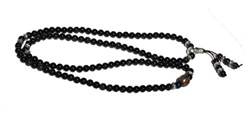 Image of Mala Beads Stretch Bracelet Black Obsidian & Tiger Stone, Buddhist Prayer Beads, Yoga Bracelets, Wear for Daily Meditation & Spiritual Growth, 6mm Meditation Beads, Unisex