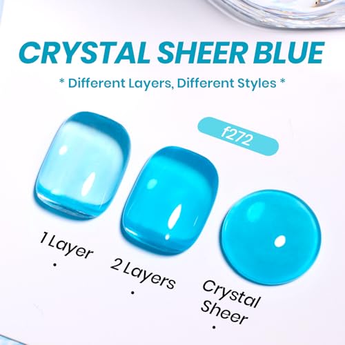 Image of Beetles Blue Gel Nail Polish, 15ML Summer Jelly Gel Polish Sheer Translucent Effect Neutral Gel Soak Off UV Mystic Blue Lagoon Series French Nail Art Manicure Salon Gift for Women