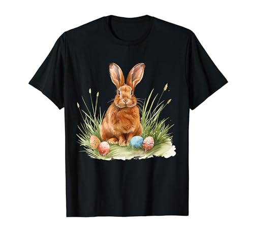 Œufs de Pâques en forme de lapin, herbe de Pâques, œuvre d'art Happy Easter T-Shirt