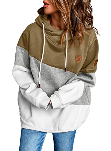 Acelitt Women s Casual Funnel Neck Drawstring Hooded Tops Lightweight Pullover Hoodie Sweatshirts Multicolor M