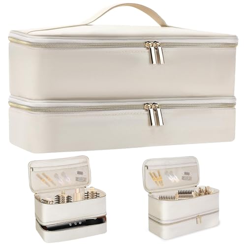 Hair Dryer Bag Double-Layer Travel Shark Hair Dryer Case Waterproof Travel Organizer Bags for Hair Dryer Organizer with Handle Hair Accessories Tools Storage Bag for Travel Essentials