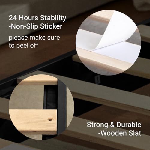 Image of LIFEMENT Twin Bed Frame Signature Wood Platform, Noise Free, Under Bed Storage, No Box Spring Needed, Easy Assembly, Black