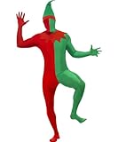 Disfraz de elfo rojo y verde. Smiffy\'s Smiffys Elf Second Skin Costume