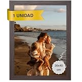 MARCOFOTO Marco de Fotos 30x40 cm Marrón Oscuro Portafotos de Pared en MDF con Plexiglas - Ideal para Diplomas, Pósters y Fotografías - Decoración Hogar y Oficina