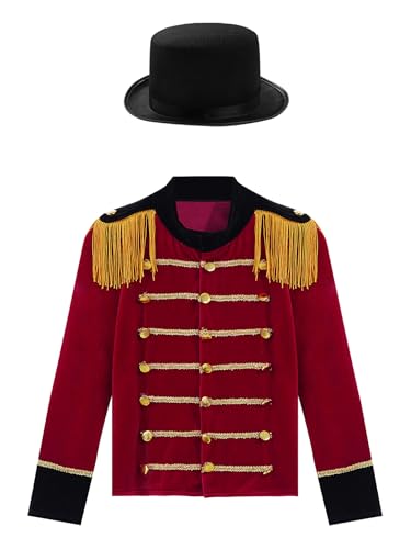 Unisex Girls Boys Circus Ringmaster Magic Outfit Kids Drum Major Jacket Marching Band Uniform3