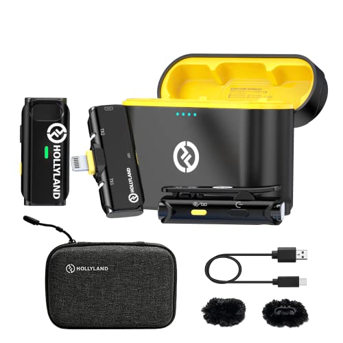 Hollyland Lark C1 Wireless Lavalier Microphone for iPhone with MFi-Certified,Plug and Play Mini Lapel Mic Compatible with iPhone/iPad with Noise Cancelling,656ft Transmission, 32H Working Time