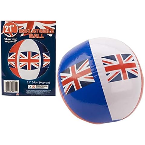 HomestreetUK Union Jack Flag Beach Ball Blow Up Ball Red White and Blue 21" 54cm Inflatable Ball Ideal For VE Day Cover